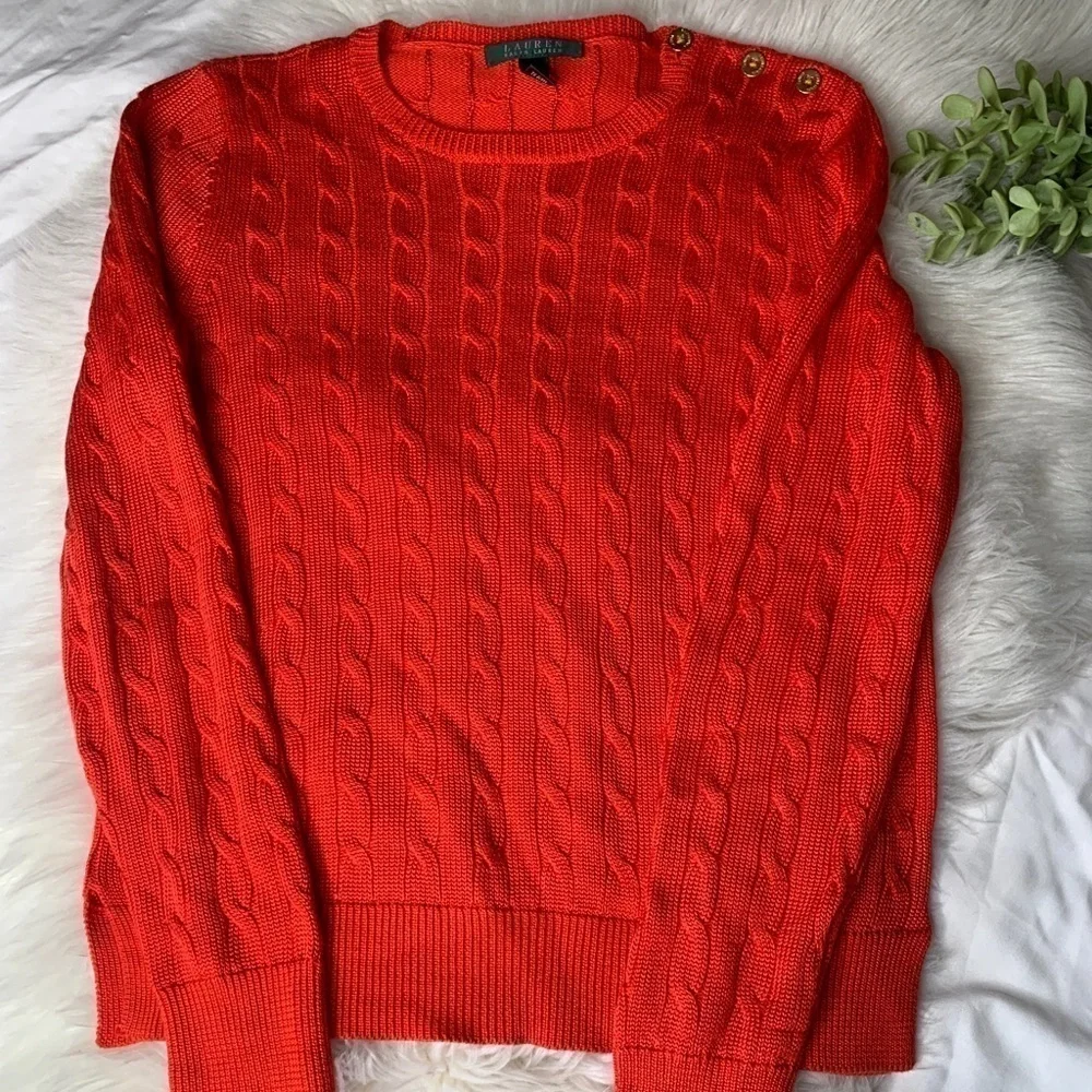 Lauren Ralph Lauren RedLs Sweater Shoulder Buttons